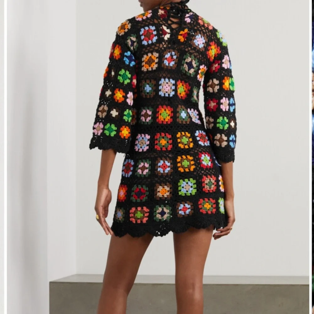 Alix Pinho***Black Crochet Flower Mini Dress***Small $858 - Picture 11 of 15